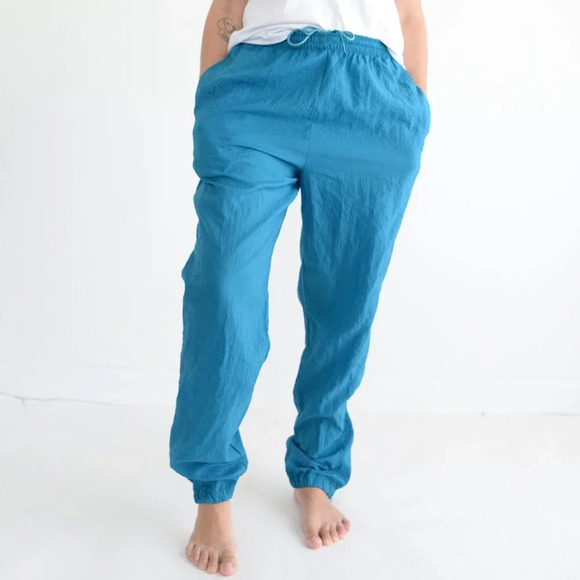 Vintage Reebok Sport  Teal Nylon Jogging Pants Med - Picture 2 of 12